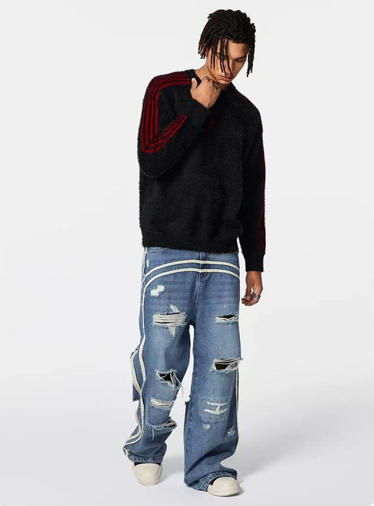 ACHOCK Washed Ripped Distressed Jeans