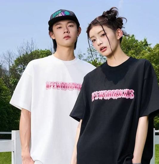 AFGK Liquid Font Printed Short-sleeved T-shirt