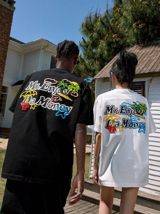 MEDM Toothbrush Embroidered Coconut Tree Short-sleeved T-shirt