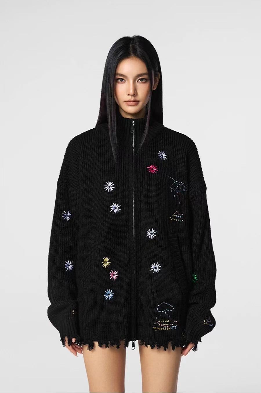 ACHOCK Vintage Floral Embroidered Sweater