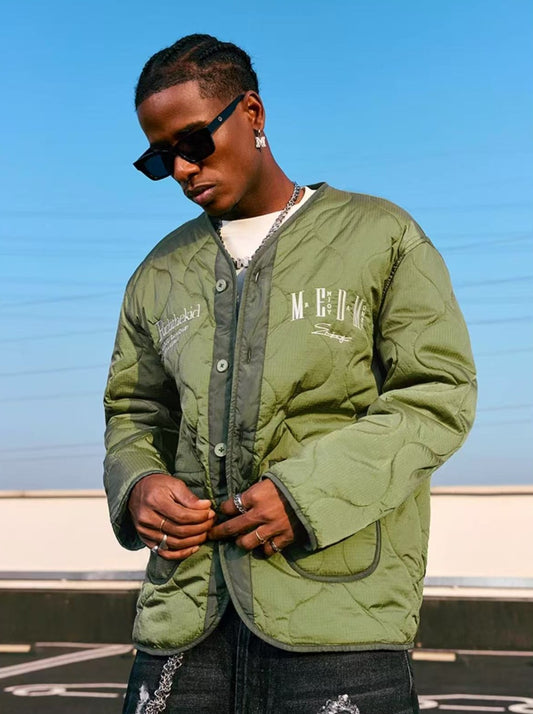 MEDM Embroidery Font Typesetting Cotton Coat