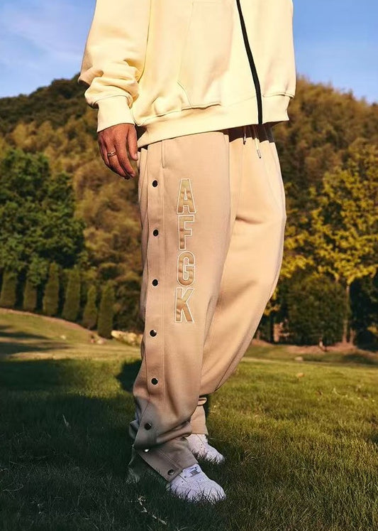 AFGK Basic Letter Casual Buttoned Pants