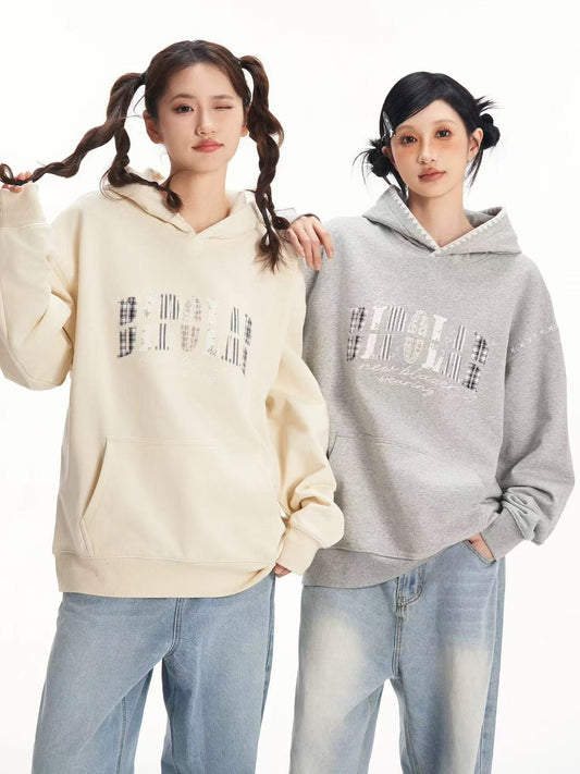 BIPOLAR Floral Striped Patchwork Shell Embroidered Hoodie