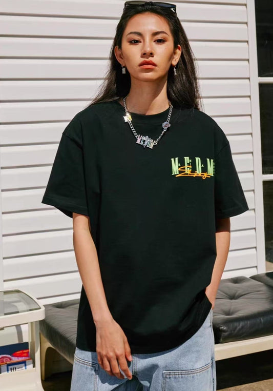 MEDM Summer Graffiti Letter Print Short Sleeve T-Shirt