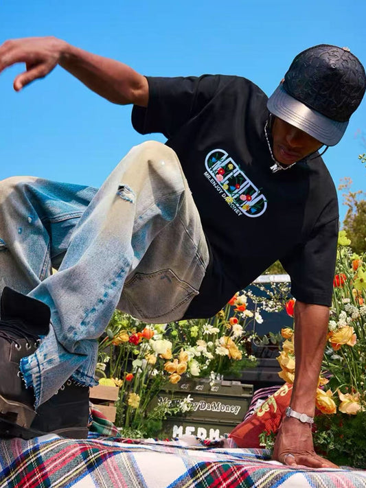 MEDM Capsule Floral Logo Print Short-sleeved T-shirt