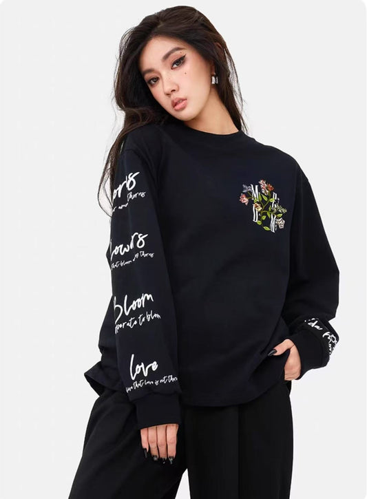 MEDM Floral Embroidered Long-sleeve T-shirt