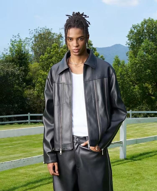AFGK Zippered Leather Jacket