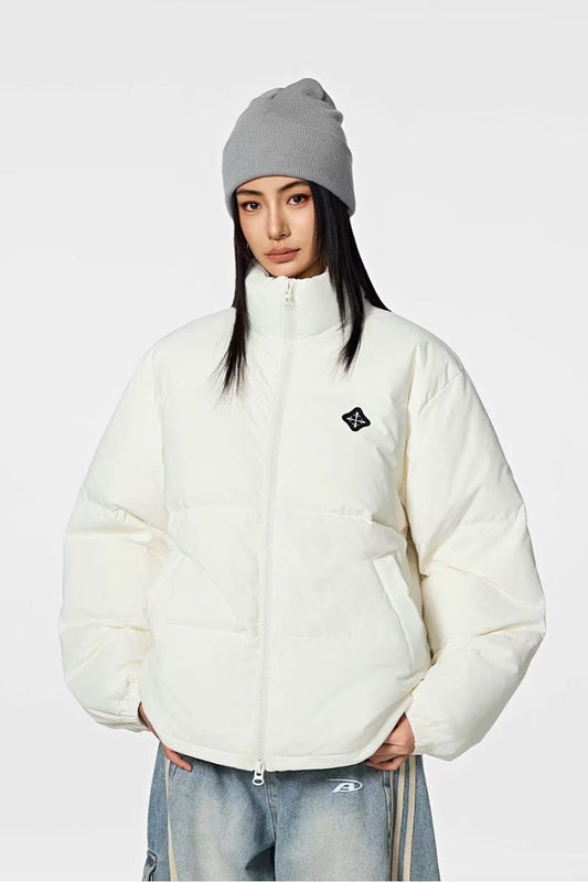 ACHOCK Logo Design Velvet Stand Collar Down Jacket