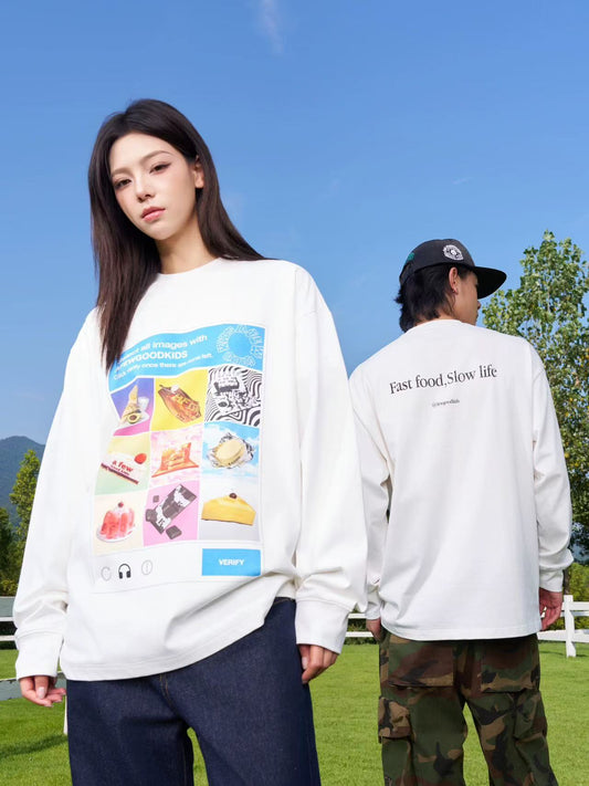 AFGK "Fast food and slow life" Washed long-sleeved T-shirt