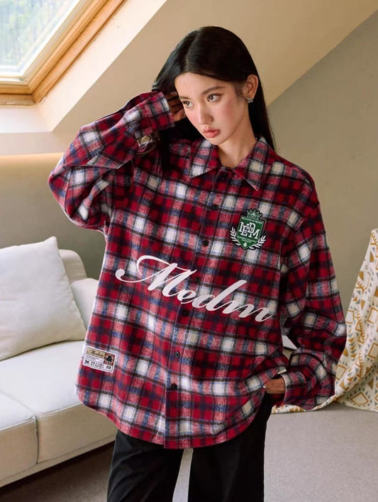 MEDM Plaid Long-sleeve T-Shirt