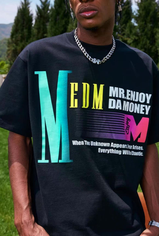 MEDM Gradient Logo Letter Print Short-sleeved T-shirt