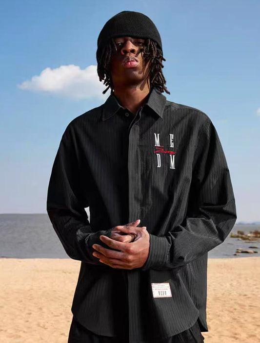 MEDM Letter Embroidered Long- sleeve T-shirt