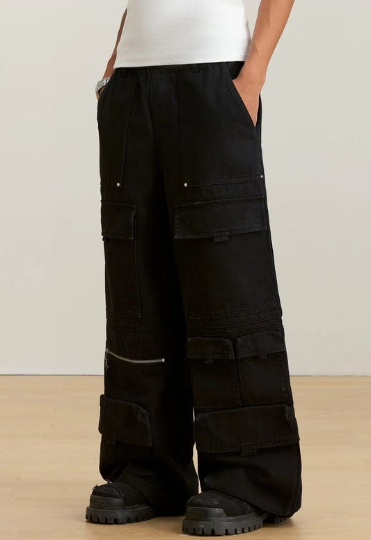 STK Multi-Pocket Cargo Straight-Leg Paratrooper Pants