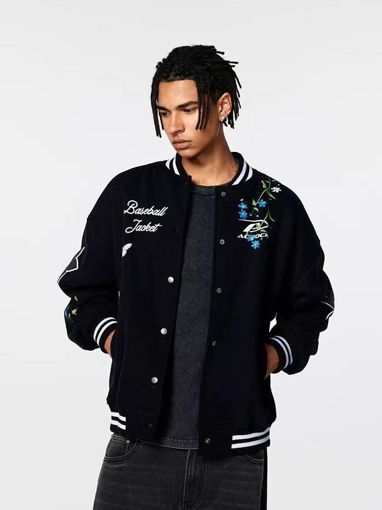 ACHOCK Floral Foam Print Baseball Jersey