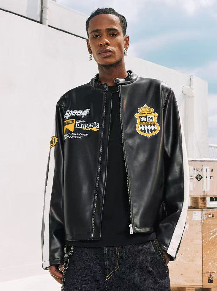 MEDM Retro Racing Leather Jacket