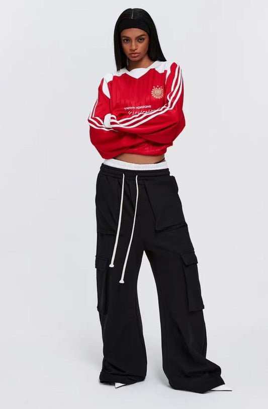 ATRY Retro Striped Contrast Sports Long-sleeves Jersey