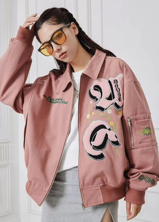 ACHOCK High Street Lettering Flocked Bomber Jacket