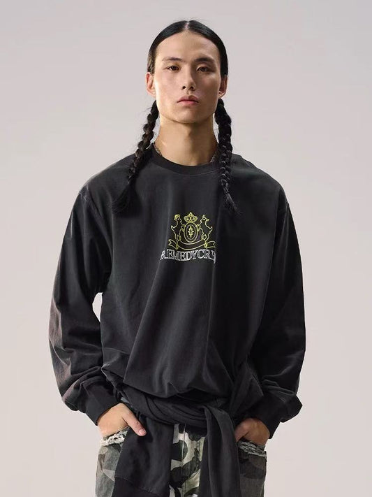 REMEDY Logo Print Four-sleeves Design Long-sleeve Tee