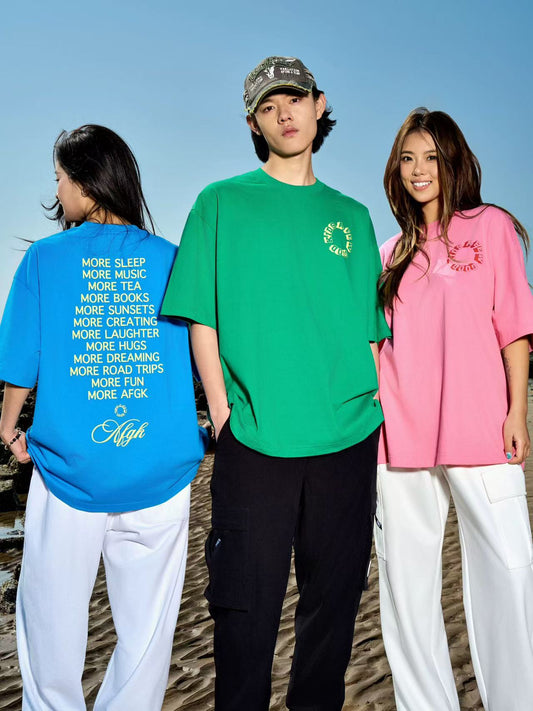 AFGK Slogan Letter Print Short-sleeved T-shirt