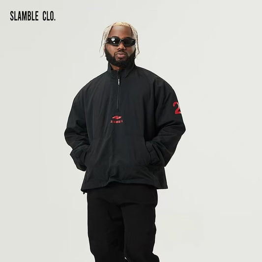 SLAMBLE Lightweight Woven Half-zip Casual Sport Jacket