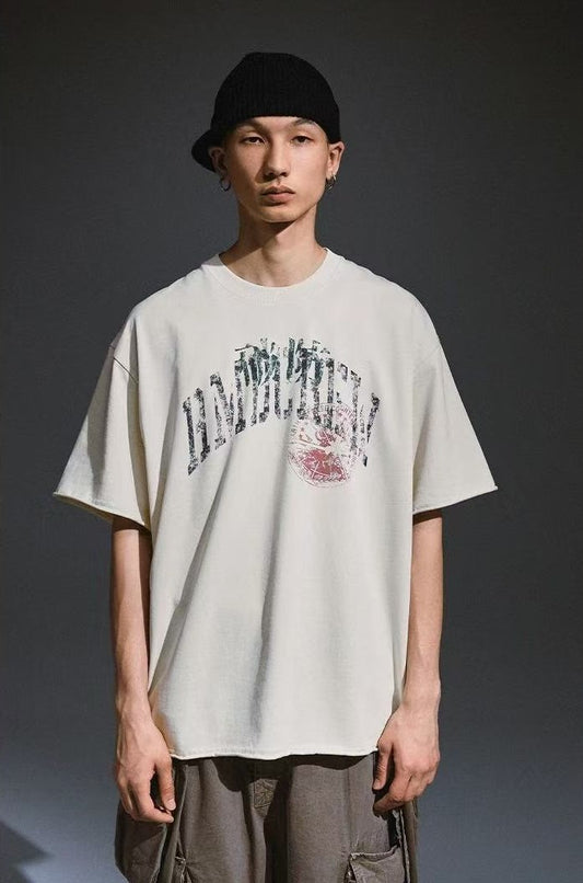 REMEDY Distressed Letter Print Short-sleeve T-shirt