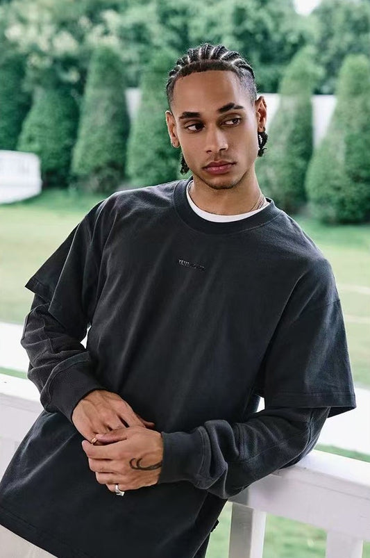 REMEDY Fake Two Piece Waffle Long-sleeve Tee