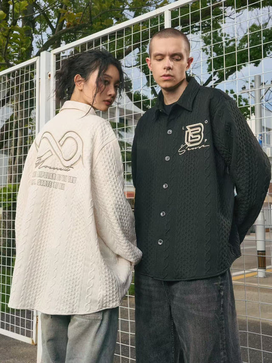 BIPOLAR Logo Printed Textured Long-sleeve Shirts