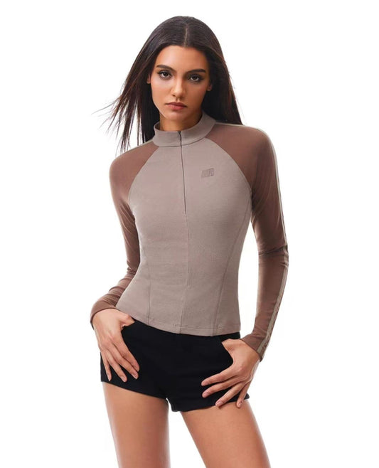 FDR Slim Fit Zipper Long-sleeve Tee (For Women)