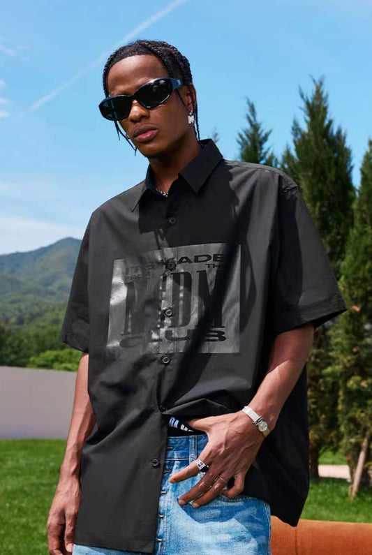 MEDM Tonal Offset Printed Short Sleeve Shirt