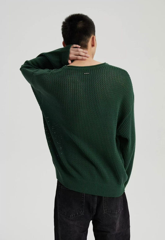 WASSUP Hollow Round Collar Sweater