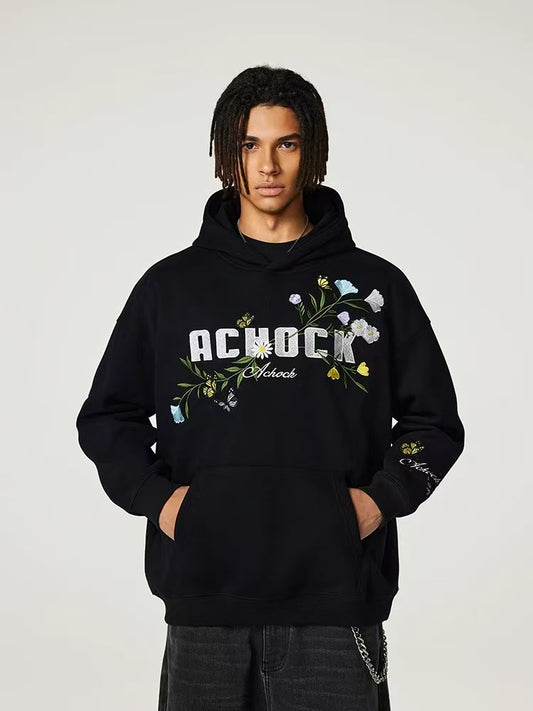 ACHOCK Floral Embroidered Hoodie
