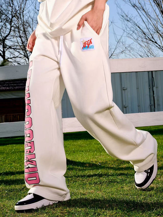 AFGK Double Row Letter Print Casual Sweatpants