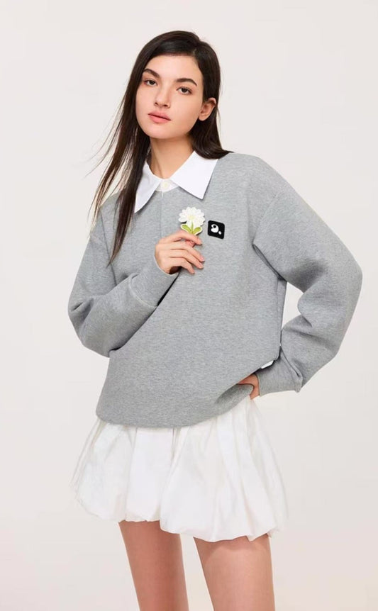 ATRY Long Sleeve Floral Two- pieces Polo Shirt (For Women)