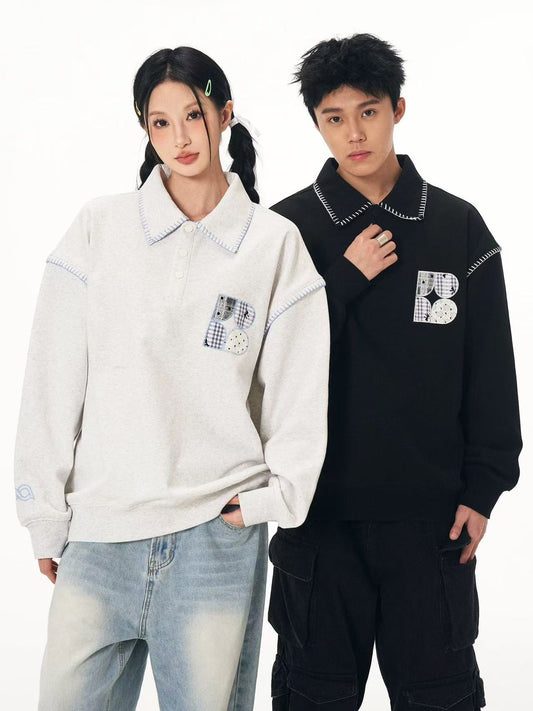 BIPOLAR Lace Patch Polo Sweatshirt