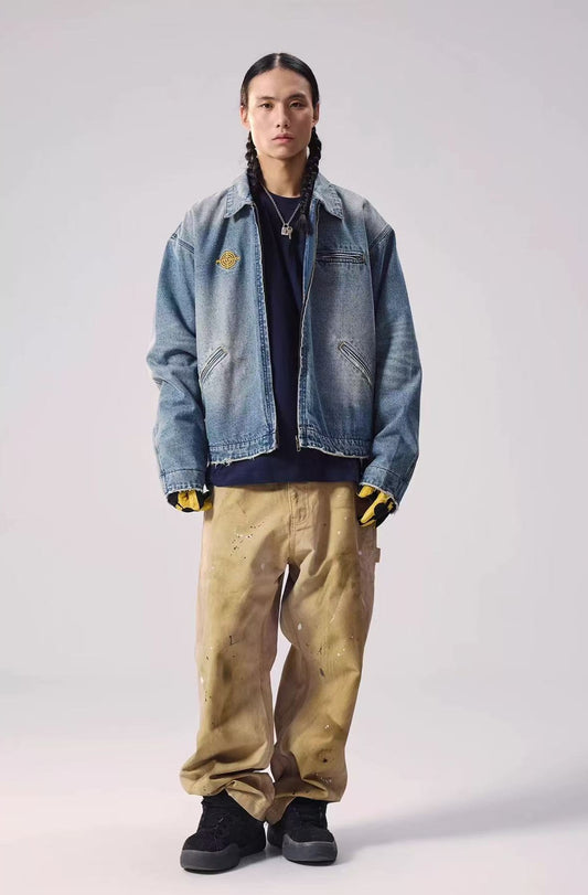 REMEDY Logo Embroidery Retro Denim Jacket