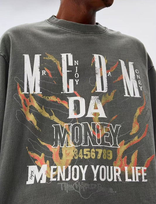 MEDM Flame Bones Long Sleeve T-Shirt