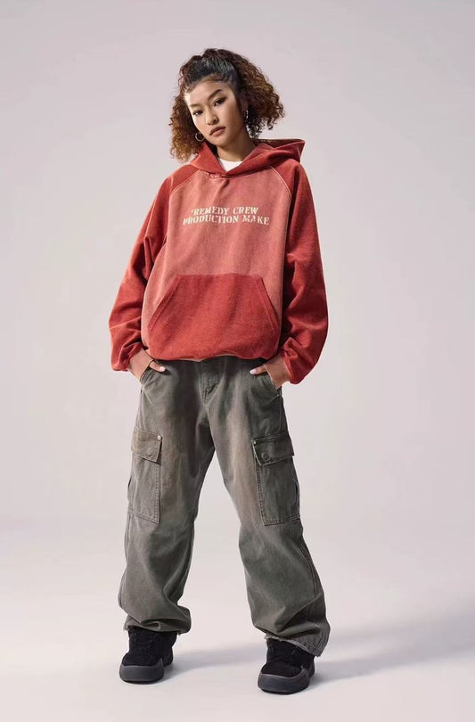 REMEDY Washed Patchwork Hoodie