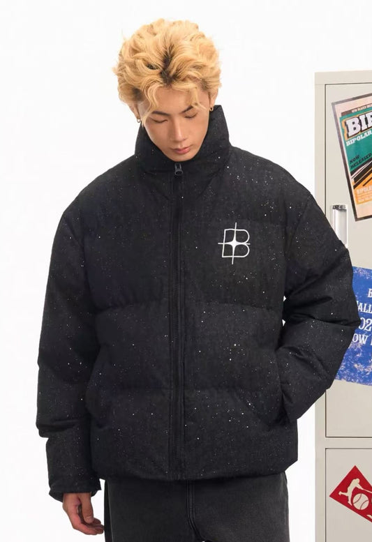 BIPOLAR Four-pointed Star Black Starry Sky Cotton Jacket