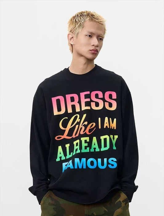 AFGK Color Gradient Slogan Long-sleeve T-Shirt