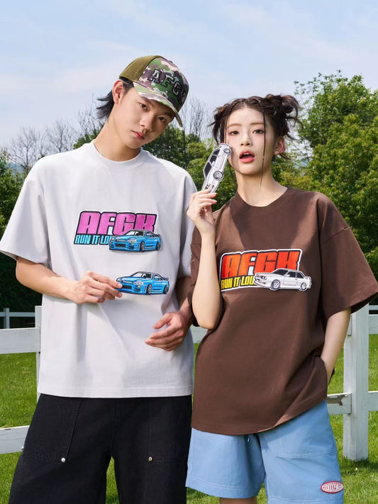 AFGK "JDM" Motorcycle Velcro Embroidered Short-sleeved T-shirt
