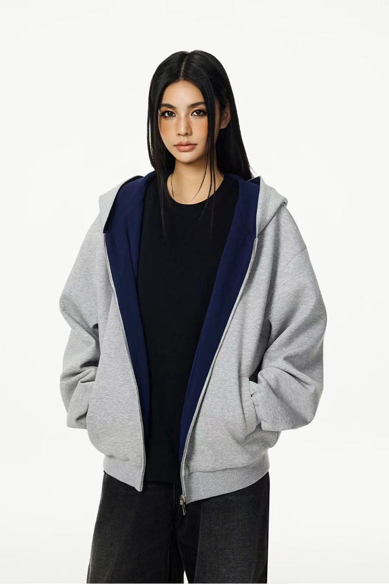 ACHOCK Logo Print Two-tone Hooded Sweatshirt