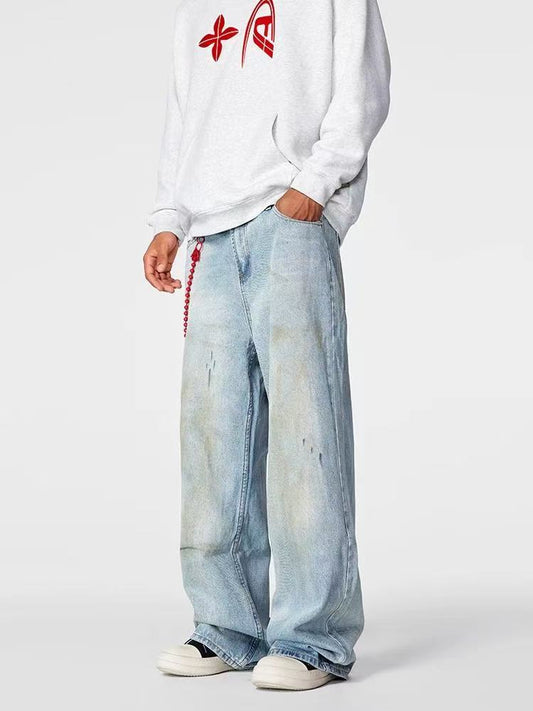 ACHOCK Distressed Straight-leg Jeans