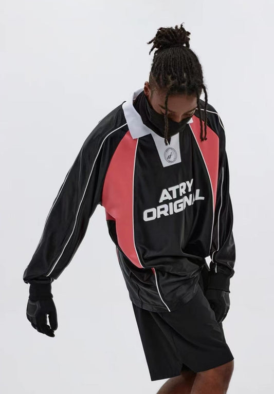 ATRY Contrast Color Patchwork Printed POLO Jersey