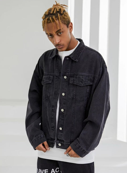 ACHOCK Simple Solid Color Denim Jacket