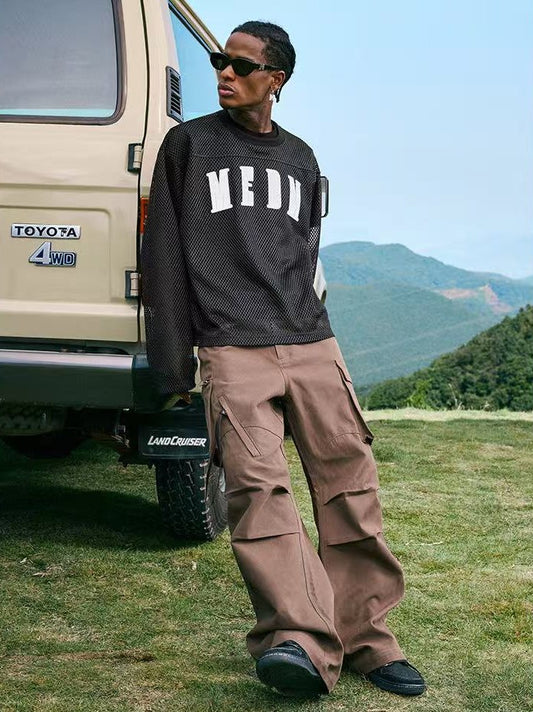 MEDM Logo Grid Hollow Design Long-sleeved T-shirt