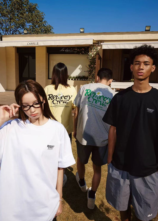 REMEDY Cartoon Floral Print Short-sleeve T-shirt