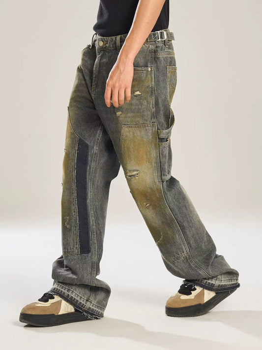 BIPOLAR Washed Dirty Blue Denim Jeans