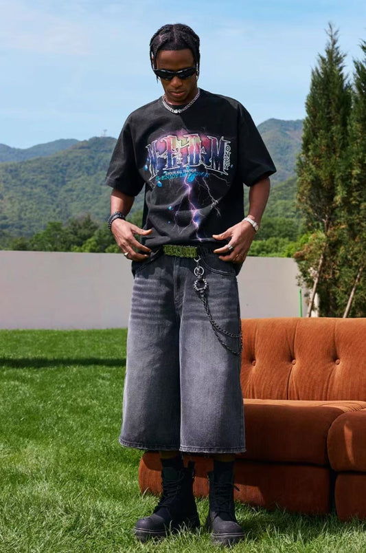 MEDM Washed Lightning Thermoset Oil Short Sleeve T-Shirt