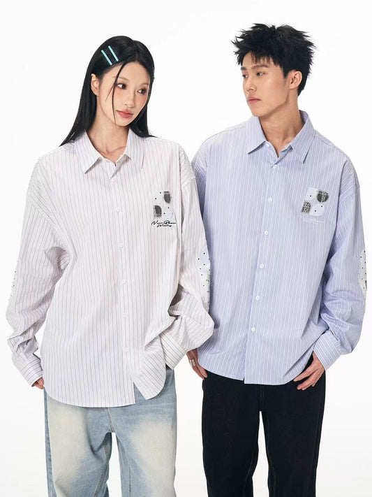 BIPOLAR Lace Plaid Patchwork Striped Polo Shirts