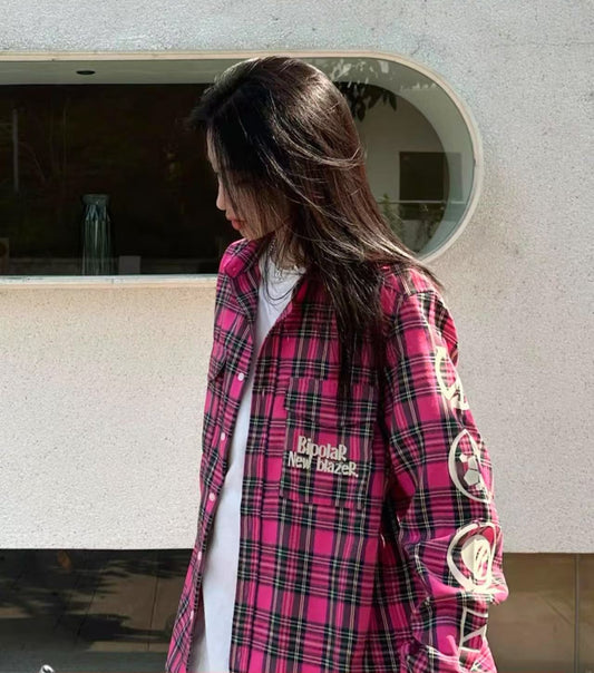 BIPOLAR Vintage Plaid Long-sleeve T-shirt